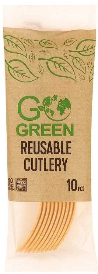 Gogreen Daugkartinio naudojimo šakutės „Go Žalias“ „Go Žalias“, 10 vnt.