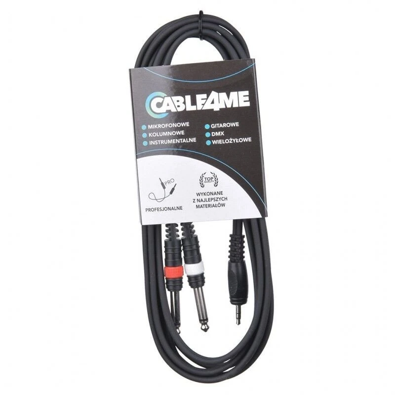 Audio laidas 3,5 mm mini jack į 2x 6,3 mm jack su pakuote
