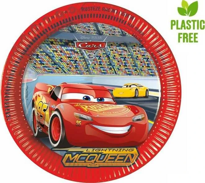 Globos Europe Bv PROCOS Popierinės lėkštės Cars 3, 23cm, 8 vnt (be plastiko)