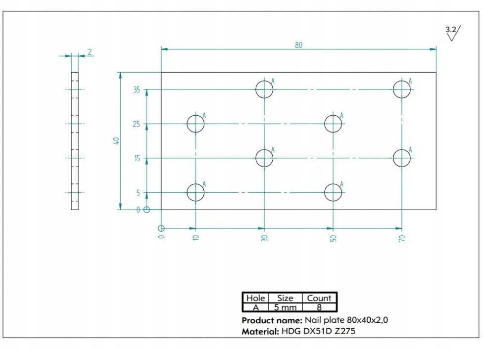 PROF NAIL PLATES 80X40X2,0
