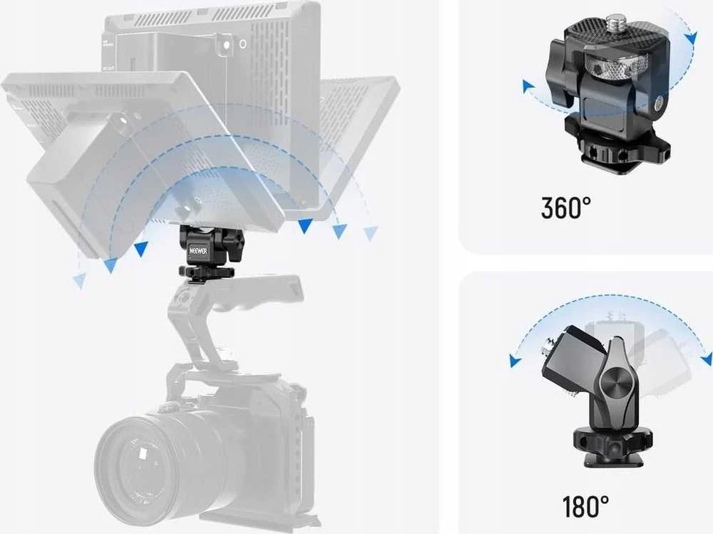 Neewer Profesionali galvutė 4,2kg 3D 360 monitoriui, 1/4'' srieginis montavimas, ISO padas NEEWER MA002