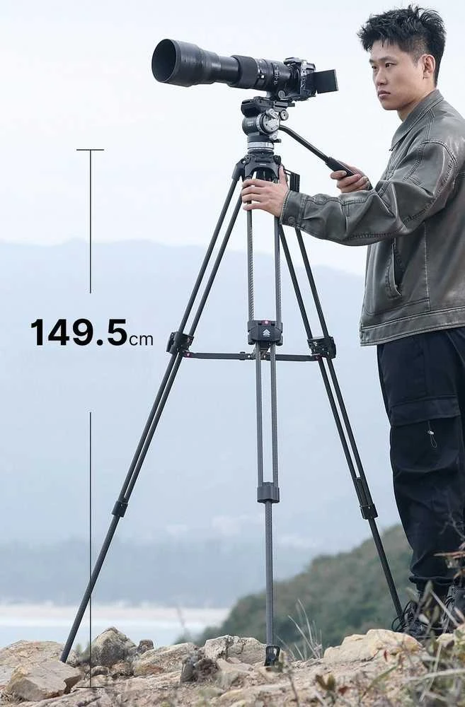 „Stovas - Ulanzi VideoFast“ tvirto trikojo komplektas (anglies pluošto, 25 kg, 64–149,5 cm)