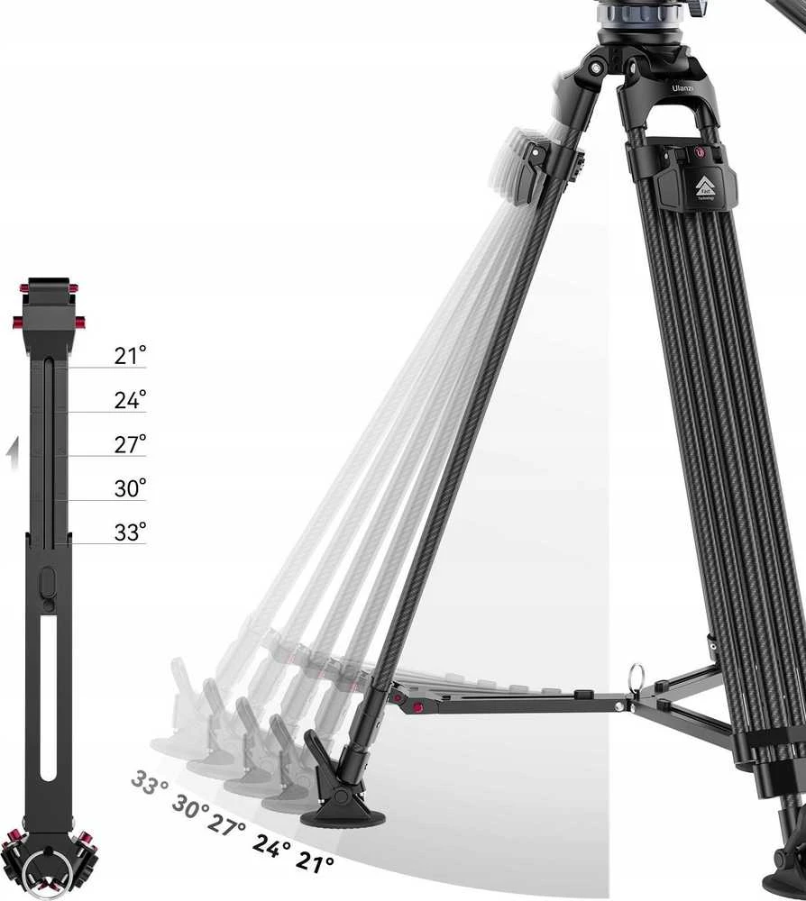 „Stovas - Ulanzi VideoFast“ tvirto trikojo komplektas (anglies pluošto, 25 kg, 64–149,5 cm)