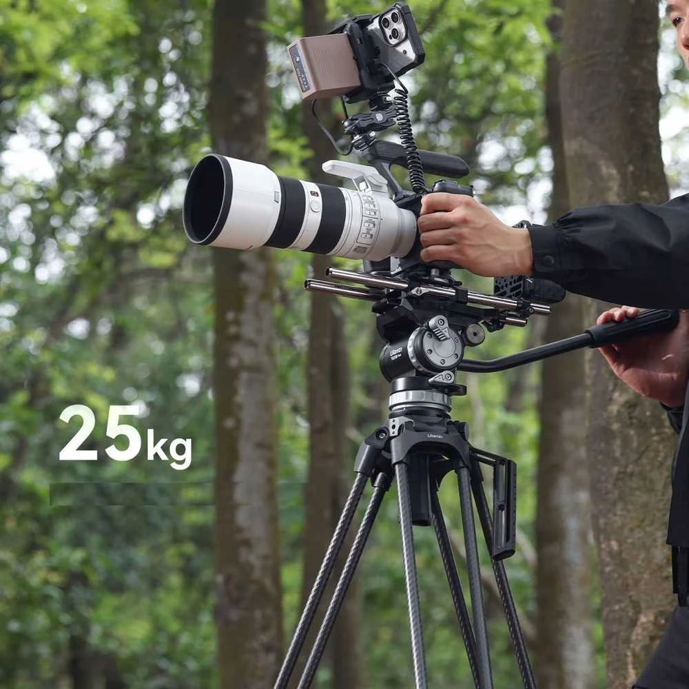 „Stovas - Ulanzi VideoFast“ tvirto trikojo komplektas (anglies pluošto, 25 kg, 64–149,5 cm)