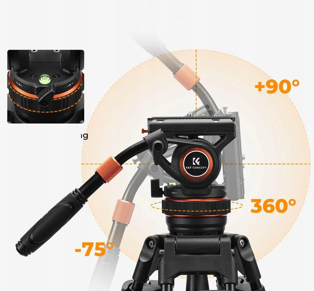 Profesionalus K&F filmavimo trikojis su oleohidrauline galvute 192cm / KF09.147