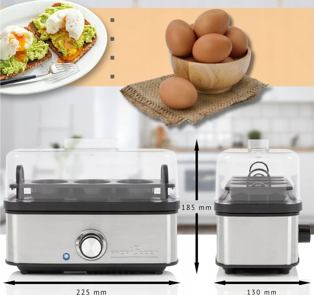 Boman ProfiCook PC-EK 1275 8 egg(s) 400 W Juodas, Nerūdijantis plienas
