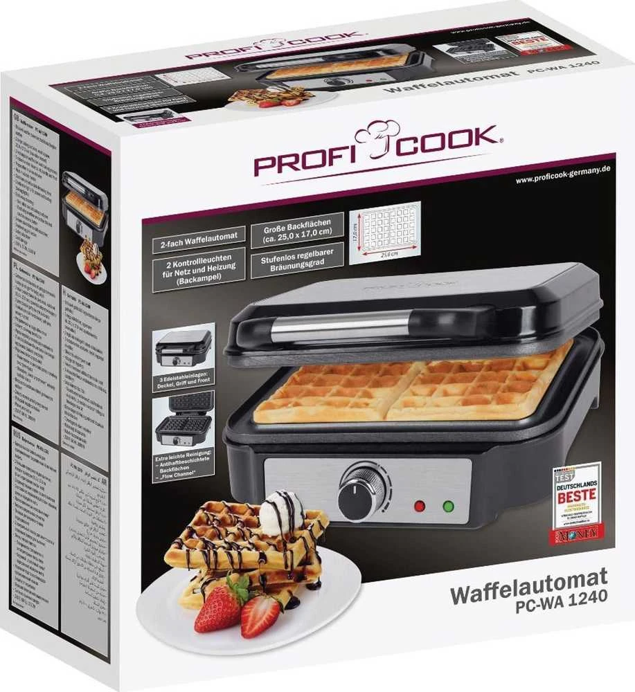 Profi Cook vaflinė belgiškiems vafliams su 2 kepimo plokštėmis, 1000 W, PC-WA1240