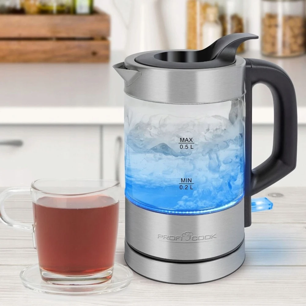 Profi Cook ProfiCook PC-WKS 1228 G electric virdulys 0.5 L 1100 W Nerūdijantis plienas, Transparent