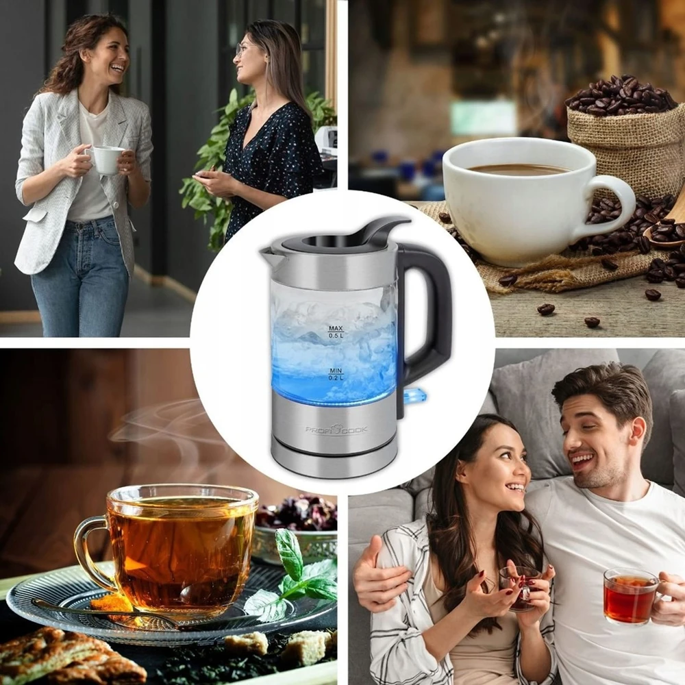 Profi Cook ProfiCook PC-WKS 1228 G electric virdulys 0.5 L 1100 W Nerūdijantis plienas, Transparent