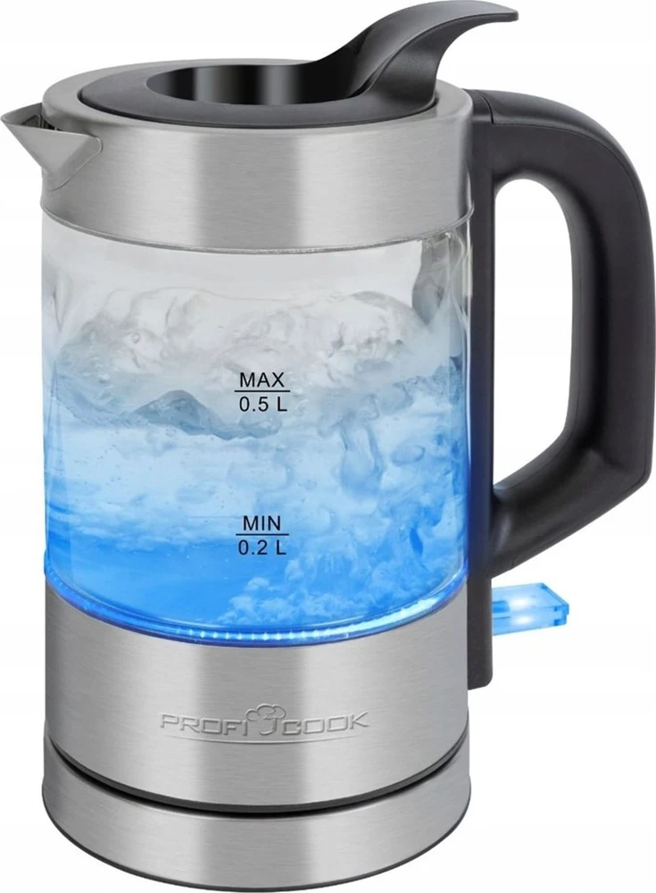 Profi Cook ProfiCook PC-WKS 1228 G electric virdulys 0.5 L 1100 W Nerūdijantis plienas, Transparent