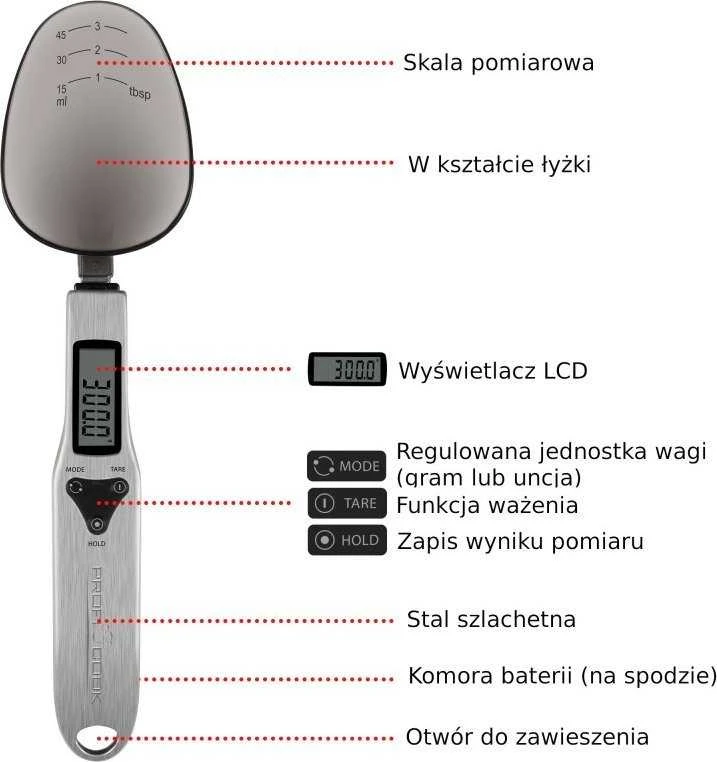 Virtuvinės svarstyklės Profi Cook ProfiCook PC-LW 1214 Nerūdijantis plienas Electronic kitchen scale