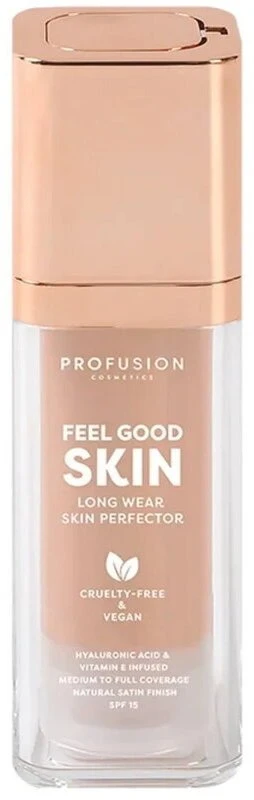 Profusion Cosmetics Feel Good Skin satininio blizgesio skystas makiažo pagrindas 110 Fair SPF 15, 30 ml