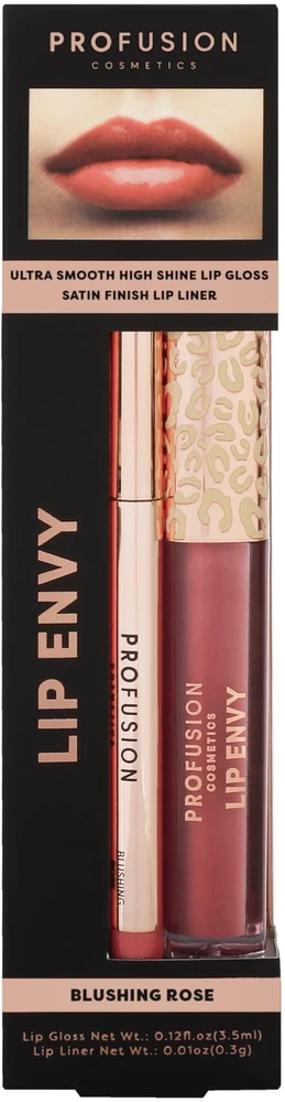 Set Profusion Cosmetics: Lip Envy Blushing Rose lūpų blizgis 3,5 ml + Lip Envy Blushing Rose lūpų pieštukas 0,3 g