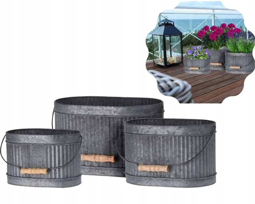 ProGarden Metalinių dėžių rinkinys gėlinėms, 3 vnt. įvairių dydžių