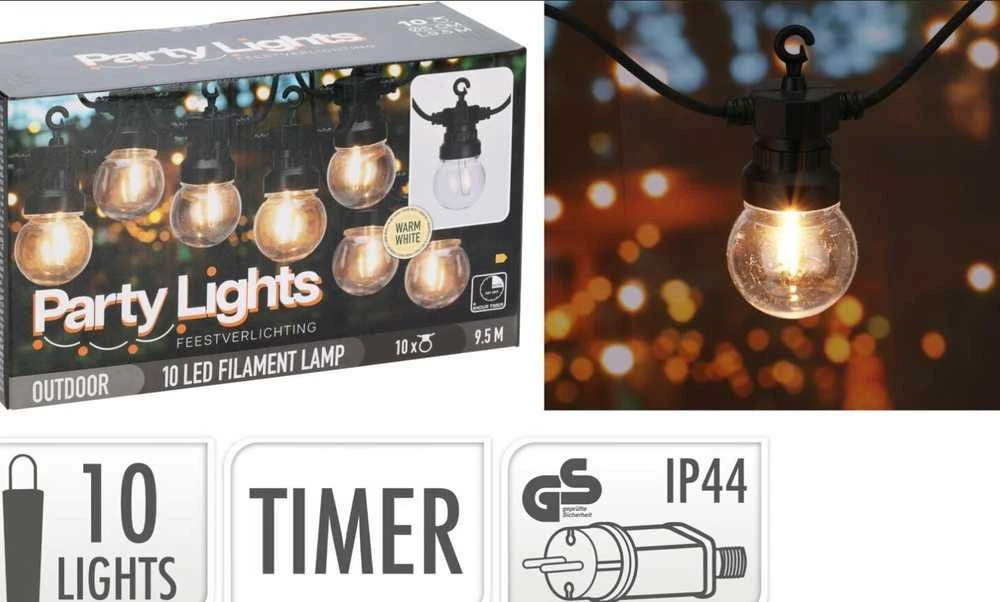 Mondex LED girlianda su laikmačiu laukui/patalpoms IP44 4.5m/10vnt. juodas