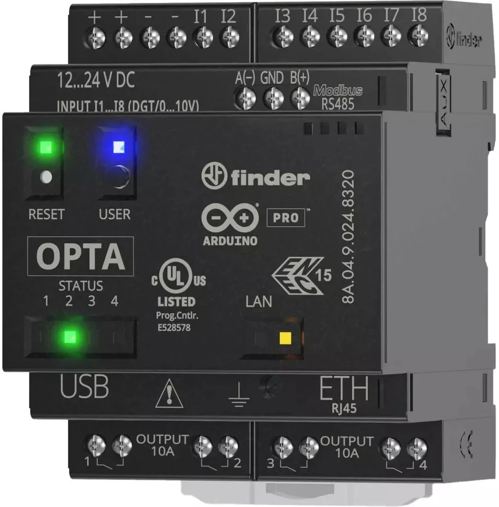 Finder Programuojama loginė relė Finder CODESYS ADVANCED 12...24V DC RJ45 arba MODBUS TCP/IP, MODBUS RS485 8A.04.9.024.832C