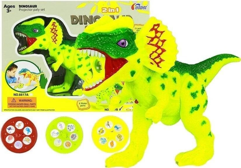 Lean Toys Dinozaurų projektorius su markeriais ir trafaretais