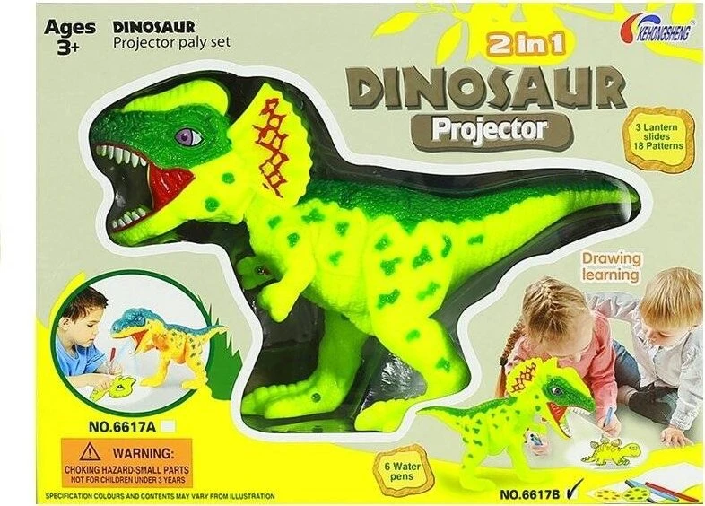Lean Toys Dinozaurų projektorius su markeriais ir trafaretais