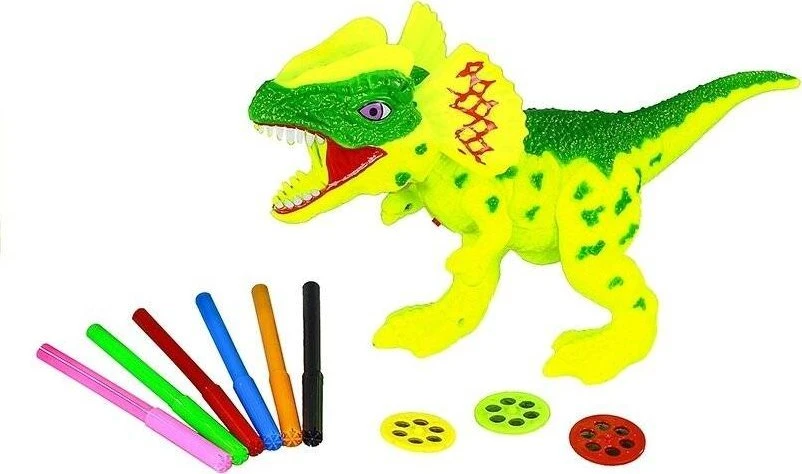 Lean Toys Dinozaurų projektorius su markeriais ir trafaretais