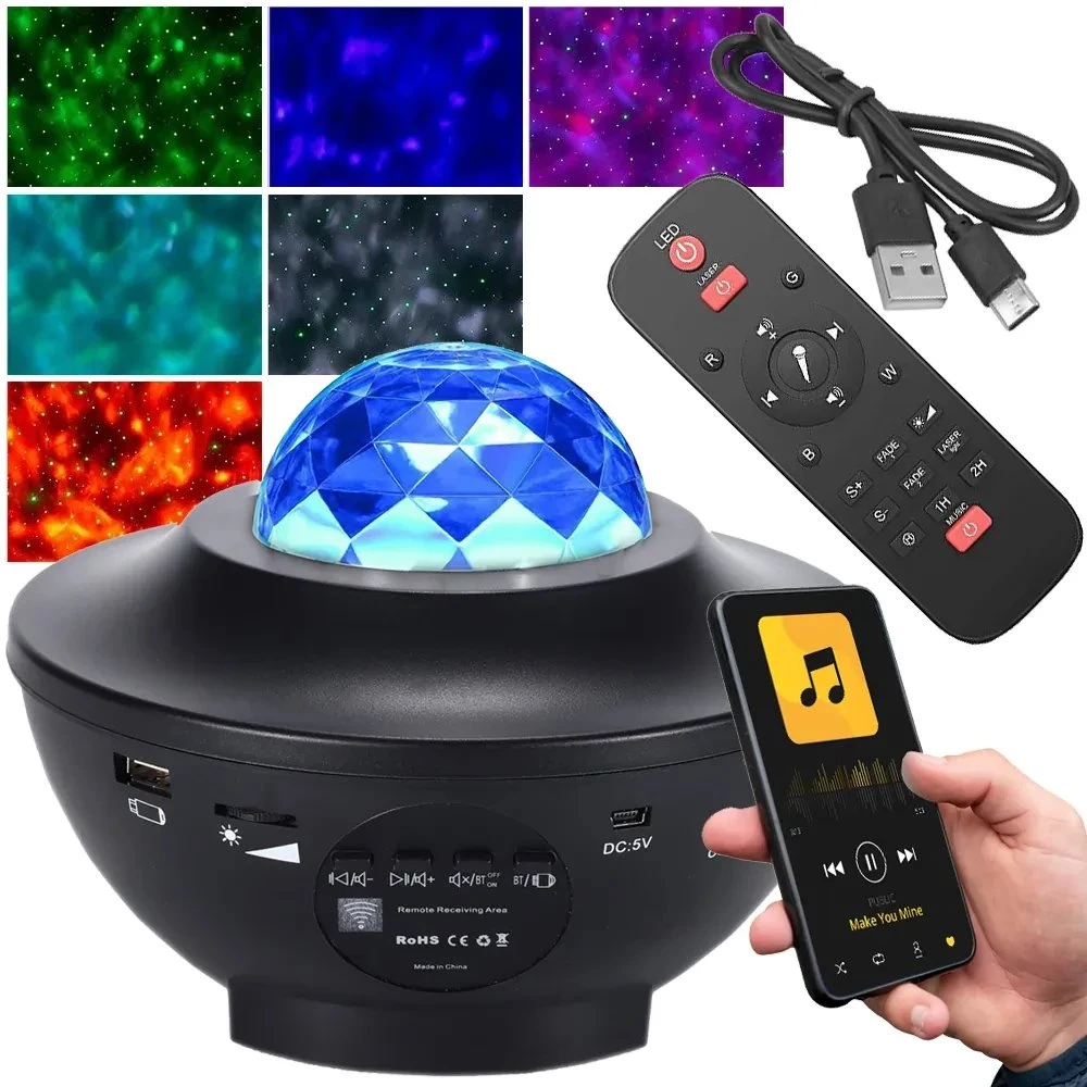 iLike LED zvaigžņu projektors ar 21 gaismas efektu, juodas