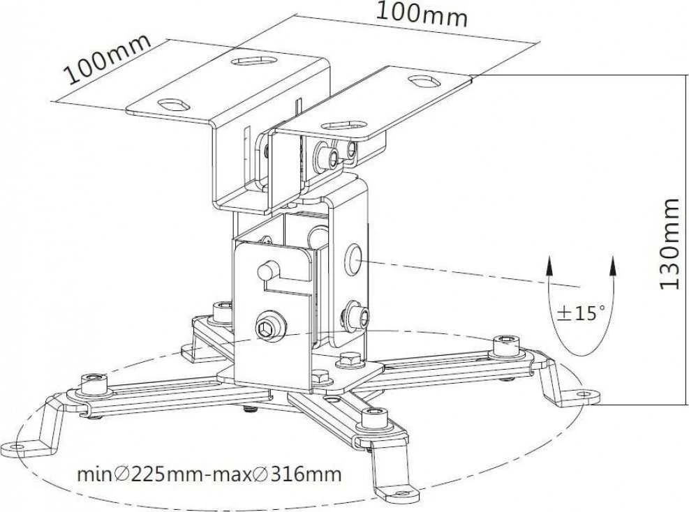 Laikiklis projektoriui Techly Techly lubinis laikiklis f. Beamer, ausziehbar, 130mm, sidabrinis
