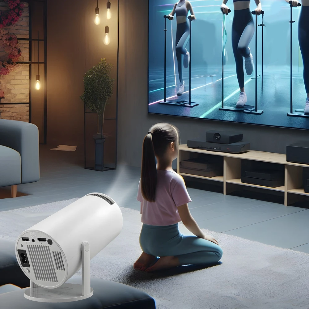 Projektorius „Android TV Wi-Fi Full HD“ nešiojamas išmanusis rotacinis garsiakalbis