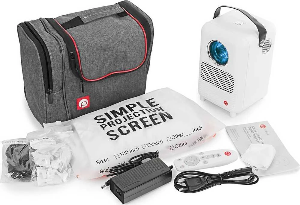 Vivibright Spacetronik Mobilny Projektorius M1 LED Full HD Krepšys Ekran BT PR