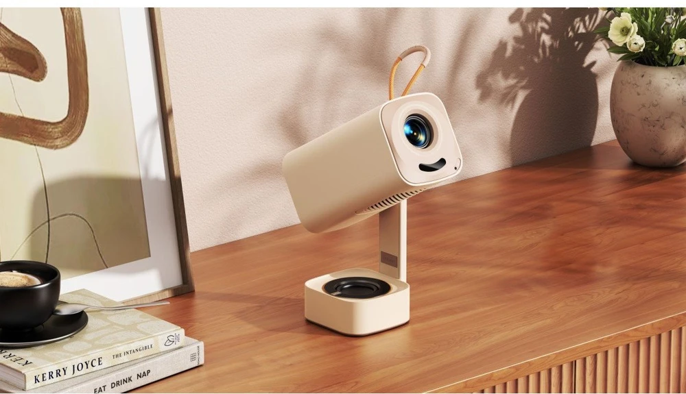 YABER T1 Pro, mini WiFi Projektorius su sukiojamu stovu, Full HD 1080P, 220 ANSI lumens, Creme