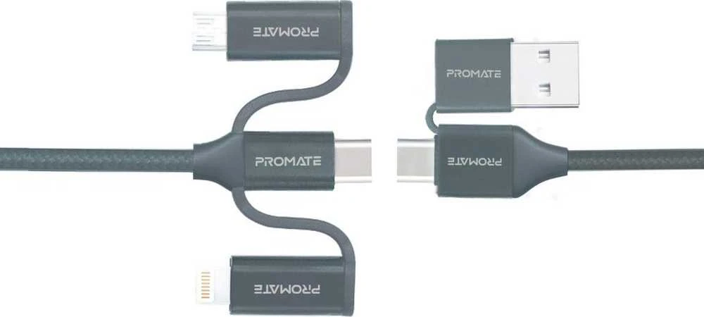 „Promate PentaPower“ universalus laidas 6 viename USB-C(A) / micro / Lightning / 1,2 m