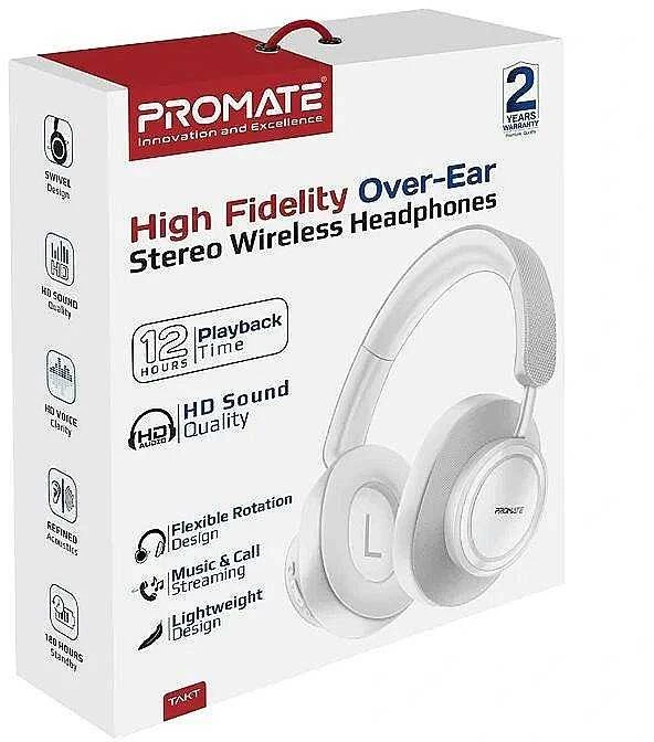 „Promate Takt“ belaidės ausinės su „Bluetooth 5.4“ / AUX