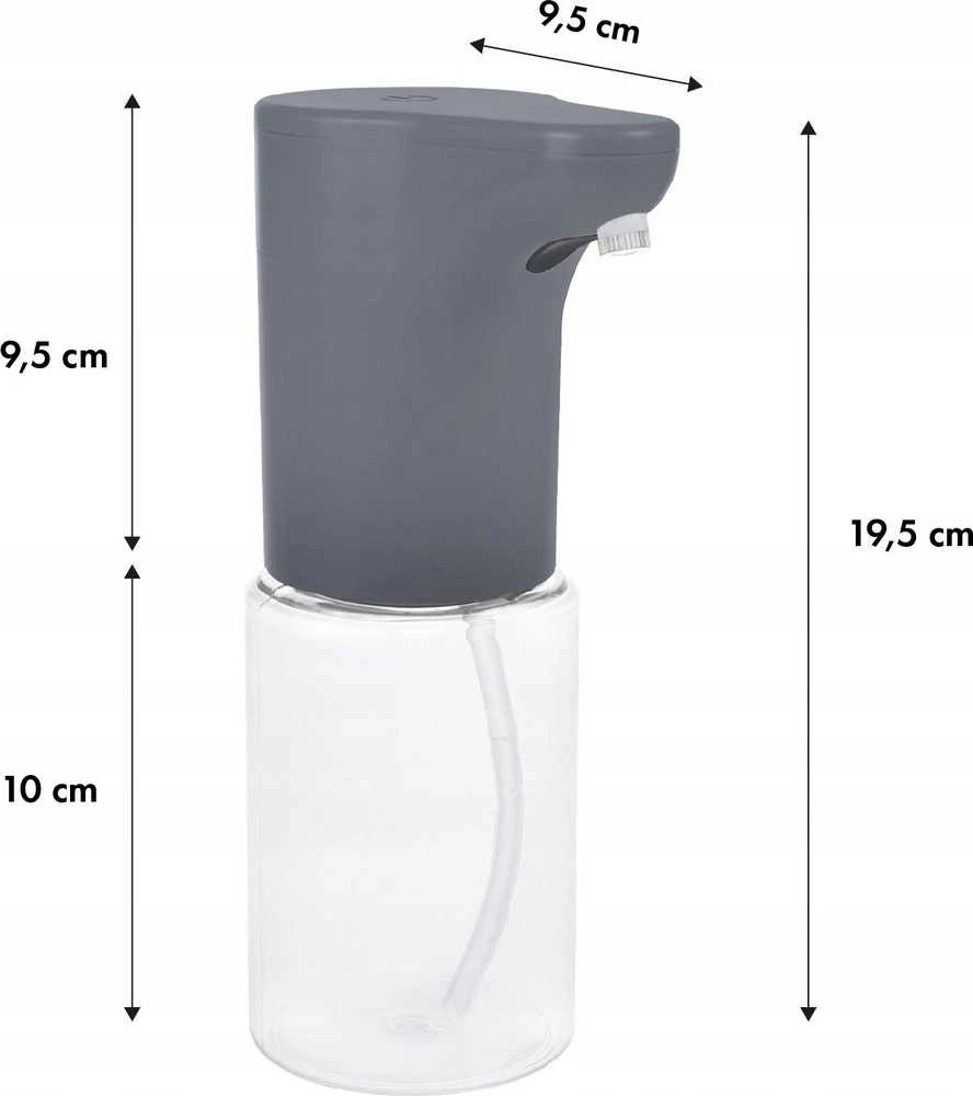 Promedix automatic dispenser, dispenser container for liquid soaps, disinfectant liquids, 300ml, 4xAA, pilkas, PR-540 GR