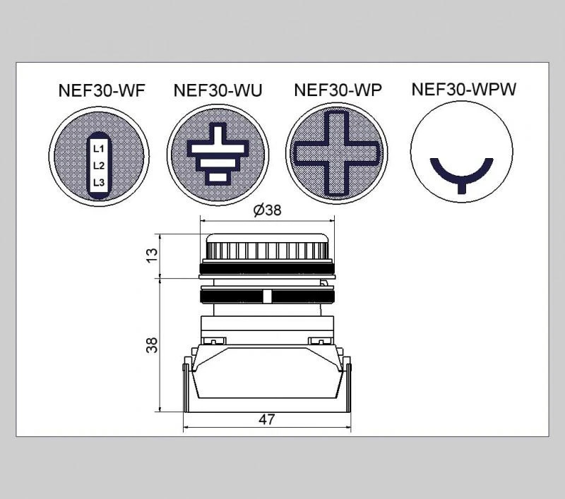 Promet LED padėties indikatorius raudonai geltonas 24-030V AC / DC - W0-NEF30WP CZ