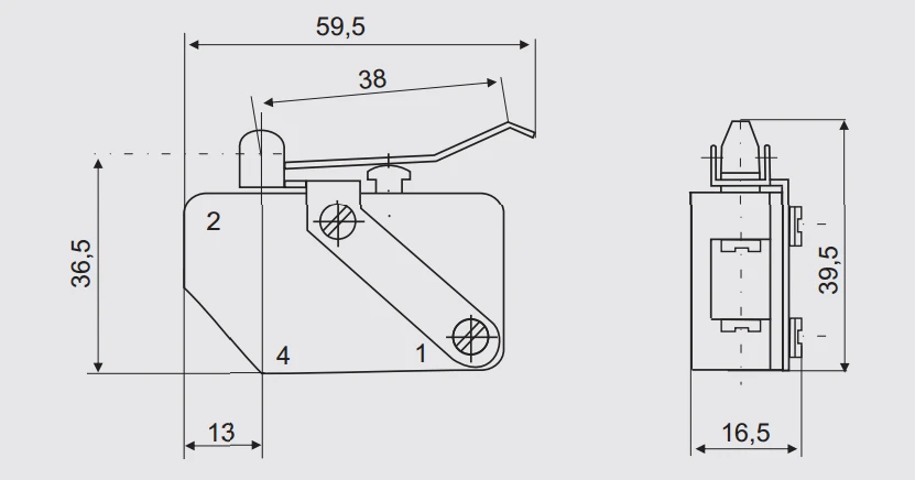 Promet LM-10D Miniatiūrinės jungties plokščia svirtelė 400V 6A IP40 - W0-59-251022