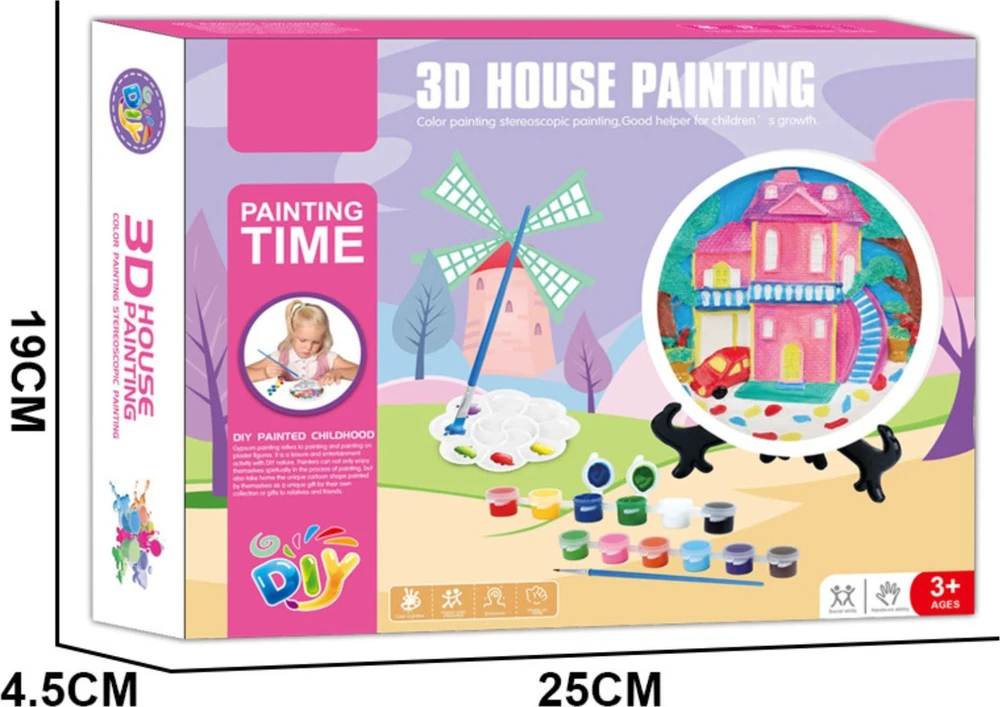 Pronice KŪRYBINIS MENINIS RINKINYS PAINT HOUSE DAŽAI GIPSAS MAŽAS 3D DAILINKAS