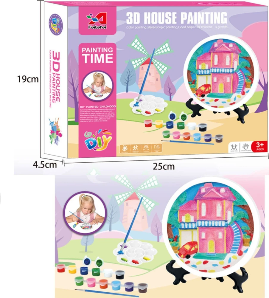 Pronice KŪRYBINIS MENINIS RINKINYS PAINT HOUSE DAŽAI GIPSAS MAŽAS 3D DAILINKAS