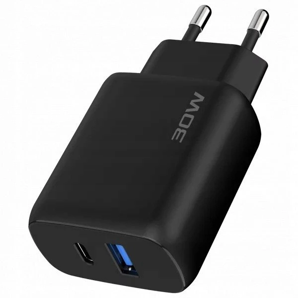 „PROOVE“ įkroviklis, tinklo įkroviklis 230 V, 30 W, USB-C, USB Type-C + USB kabelis 1 m, 60 W, USB-C / Wcsp23011001 / Silicone Power 2 / Juodas
