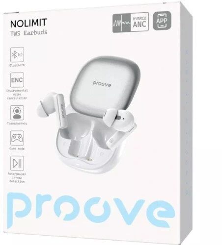 Ausinės PROOVE NoLimit TWS Hybrid ANC baltai sidabrinės
