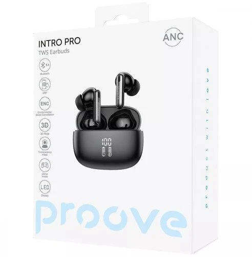 Ausinės PROOVE Intro Pro obsidiano juodos