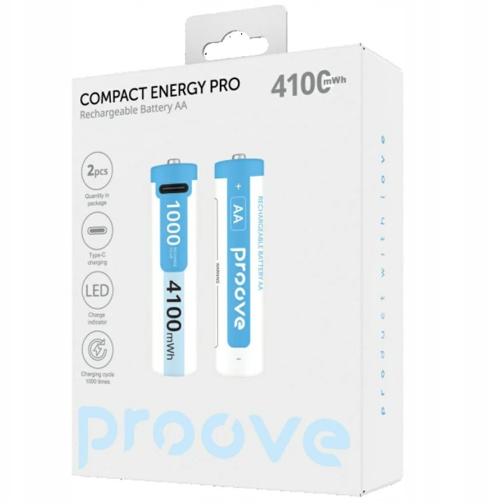 Proove AA 4100mWh baterijos pakuotė su Type-C jungtimi
