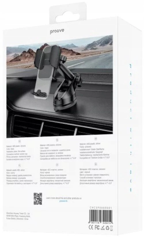 PROOVE Automobilinis telefono laikiklis Crystal Clamp Plus Suction Type Car Mount (Proove)
