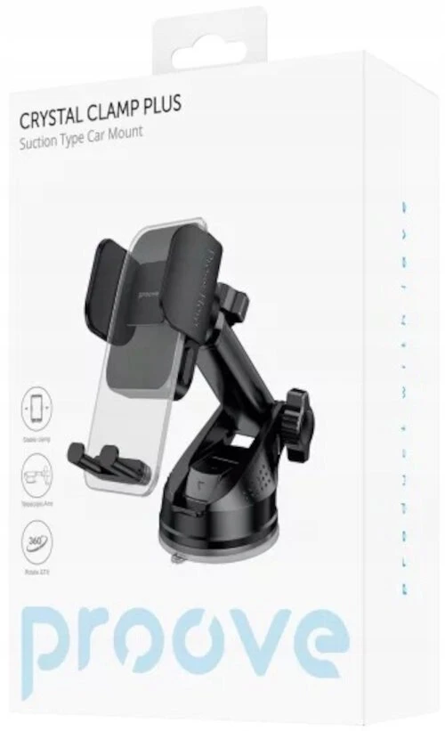 PROOVE Automobilinis telefono laikiklis Crystal Clamp Plus Suction Type Car Mount (Proove)