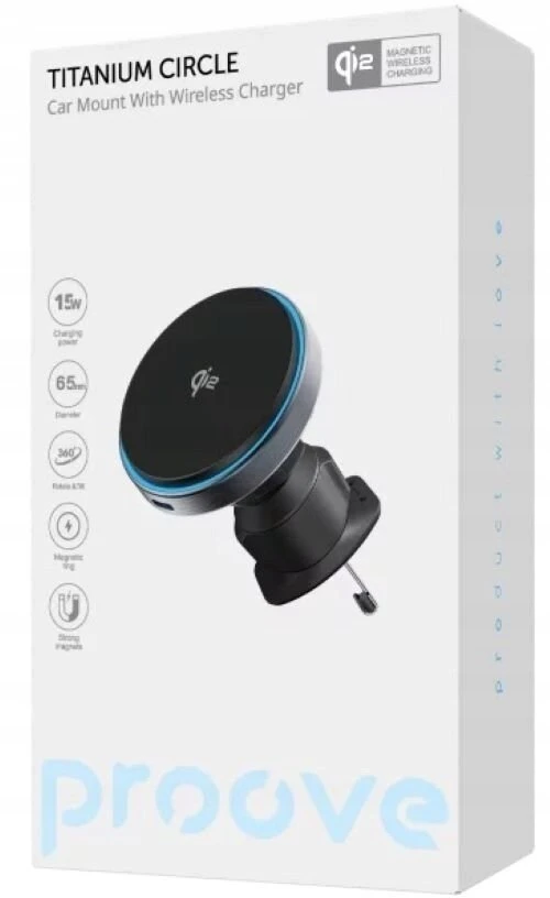 PROOVE Telefono laikiklis su belaidžiu įkrovikliu Titanium Circle Qi2 15W (Proove)