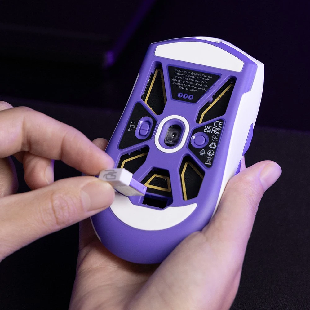 Pelė PROOVE Gaming Rate Special Edition balta-violetinė