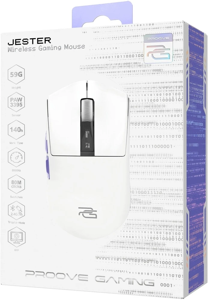 Pelė PROOVE Myszka belaidė žaidimams Gaming Jester 8K balta (Proove)