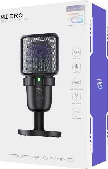 Proove Studijinis žaidimų kondensatorinis mikrofonas 24 bitų 96 kHz USB-C RGB stovas / Gmmc00022401 / Micro