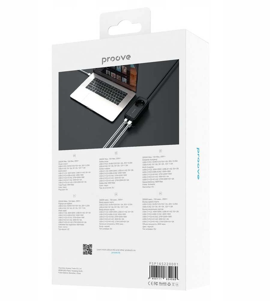 PROOVE maitinimo juosta 2x USB 2x Type-C 1,5 m