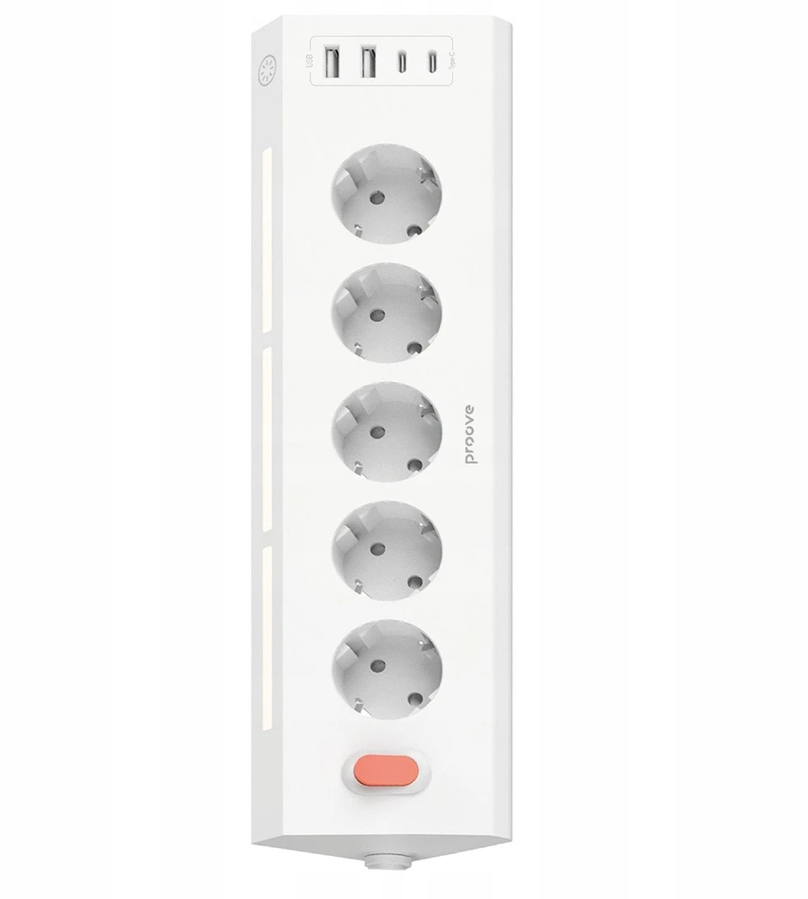 PROOVE Prism kištukinis lizdas Apsauga nuo viršįtampių Maitinimo prailgintuvas 5xAC 2x USB 2x USB-C 1,6 m (SB10605)