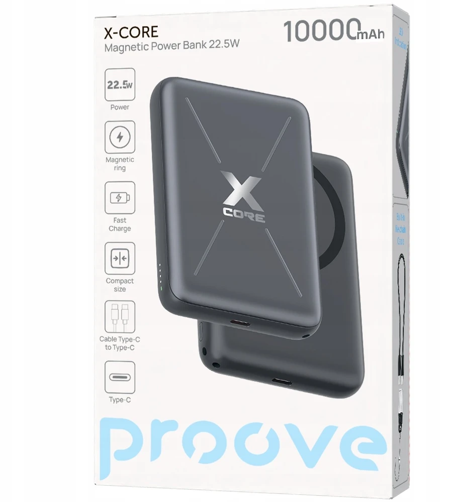 Nešiojamasis įkroviklis PROOVE X-Core 10000 mAh Pilkas