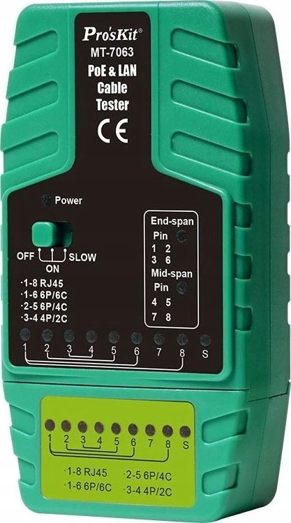 Proskit PoE ir LAN tinklų kabelių testeris, RJ11/RJ12/RJ45, Pros'sKIt