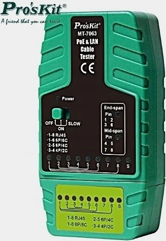 Proskit PoE ir LAN tinklų kabelių testeris, RJ11/RJ12/RJ45, Pros'sKIt